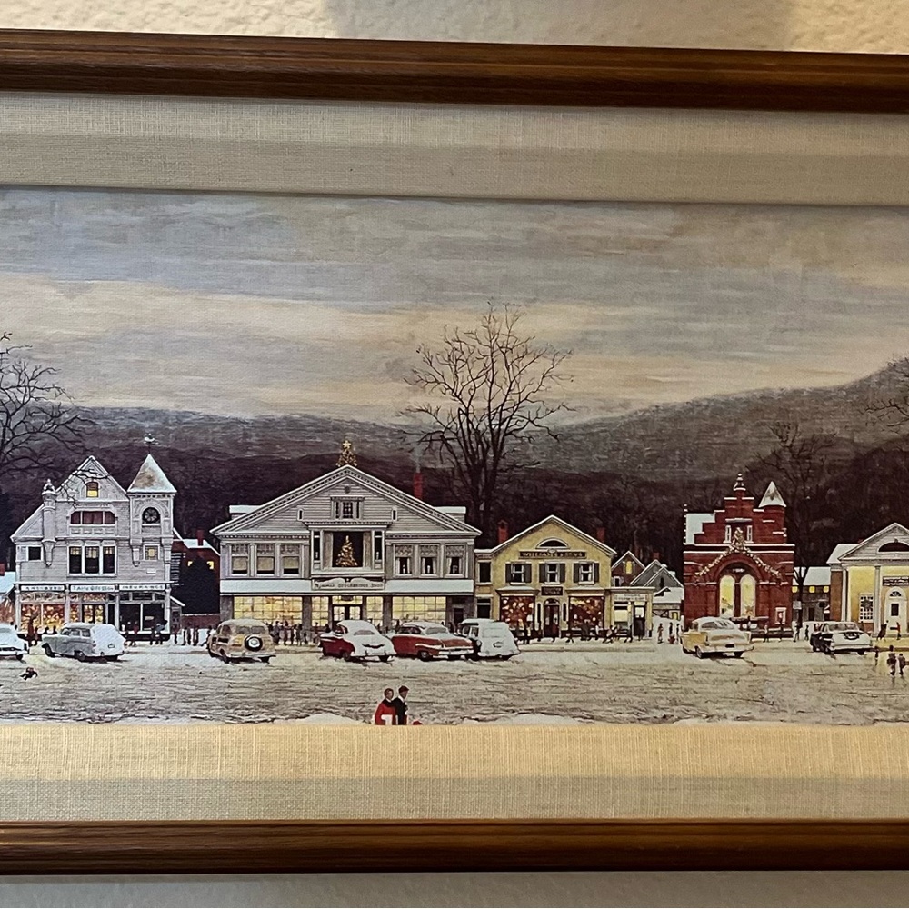 Norman Rockwell Winter Town Scene